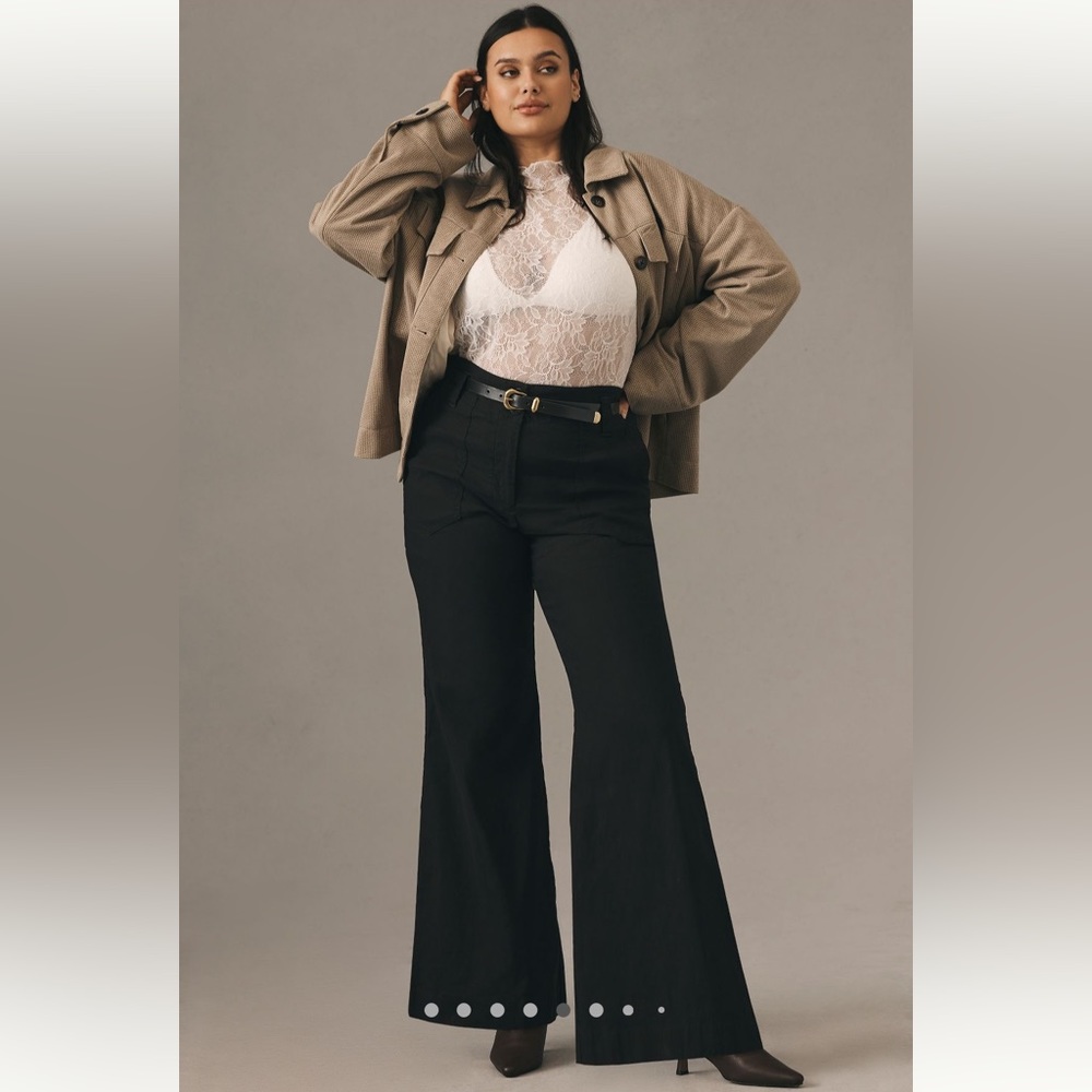 Anthropologie Naomi Wide Leg Black Flared High-Waist Pants
